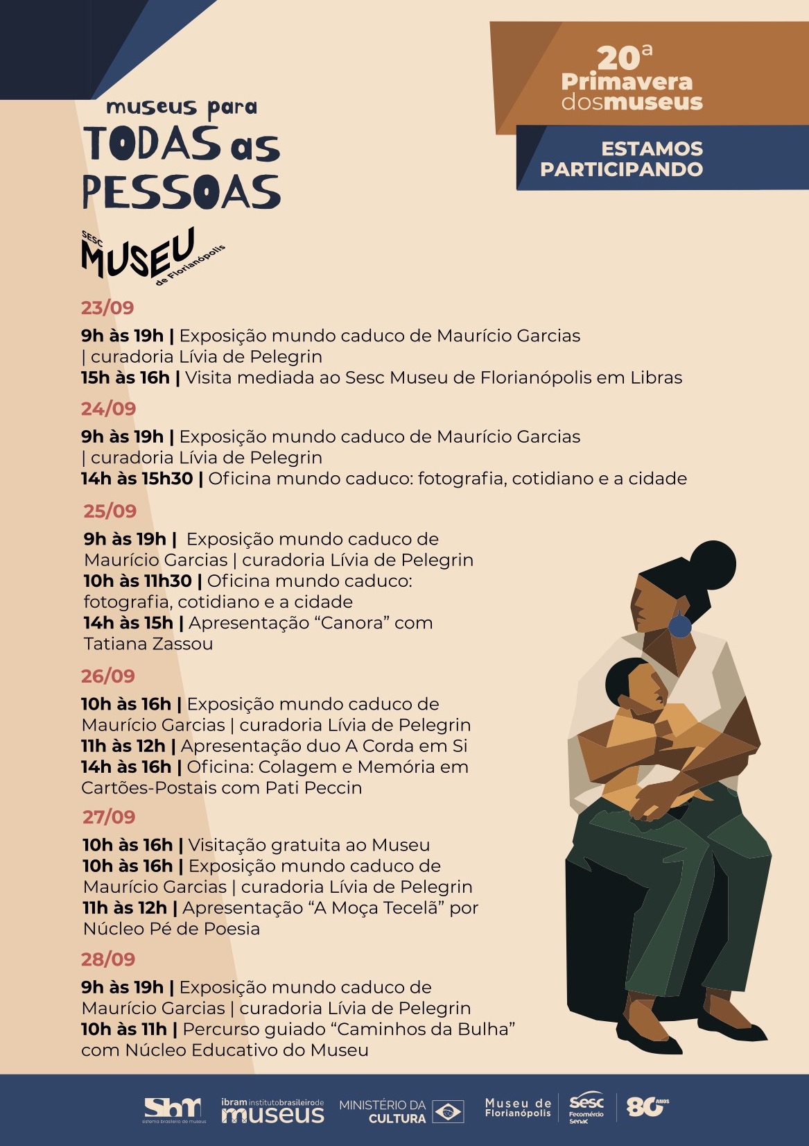 Na oficina Colagem e Memória em Cartões- Postais, Pati Peccin 20ª Primavera dos Museus, ação coordenada pelo Ibram, com com o tema “Museus para todas as pessoas” no Sesc Museu de Florianópolis.
